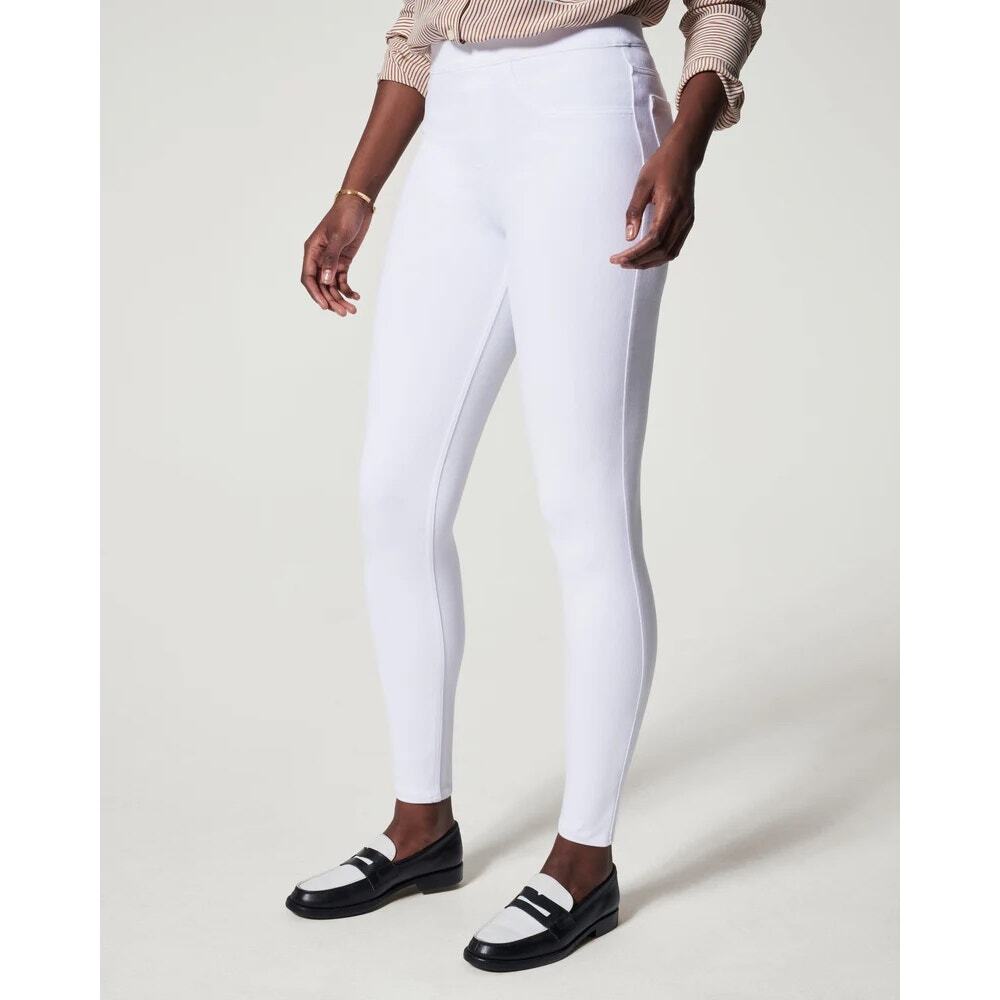 Spanx Plus Size 1X White Jean-Ish Pull-On Ankle Leggings skinny slim leg stretch